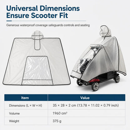Thickened Extra Large Waterproof PVC Cover and Poncho for Senior Mobility Scooters and Four Wheel Electric Vehicles