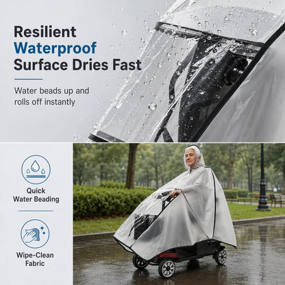 Thickened Extra Large Waterproof PVC Cover and Poncho for Senior Mobility Scooters and Four Wheel Electric Vehicles