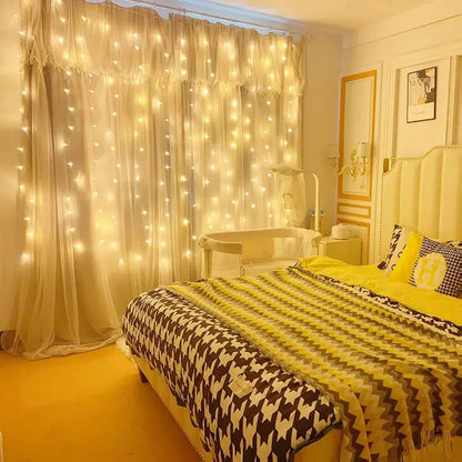 300 LED Curtain Lights – 9.8FT × 9.8FT, 8 Modes, Remote Controlled