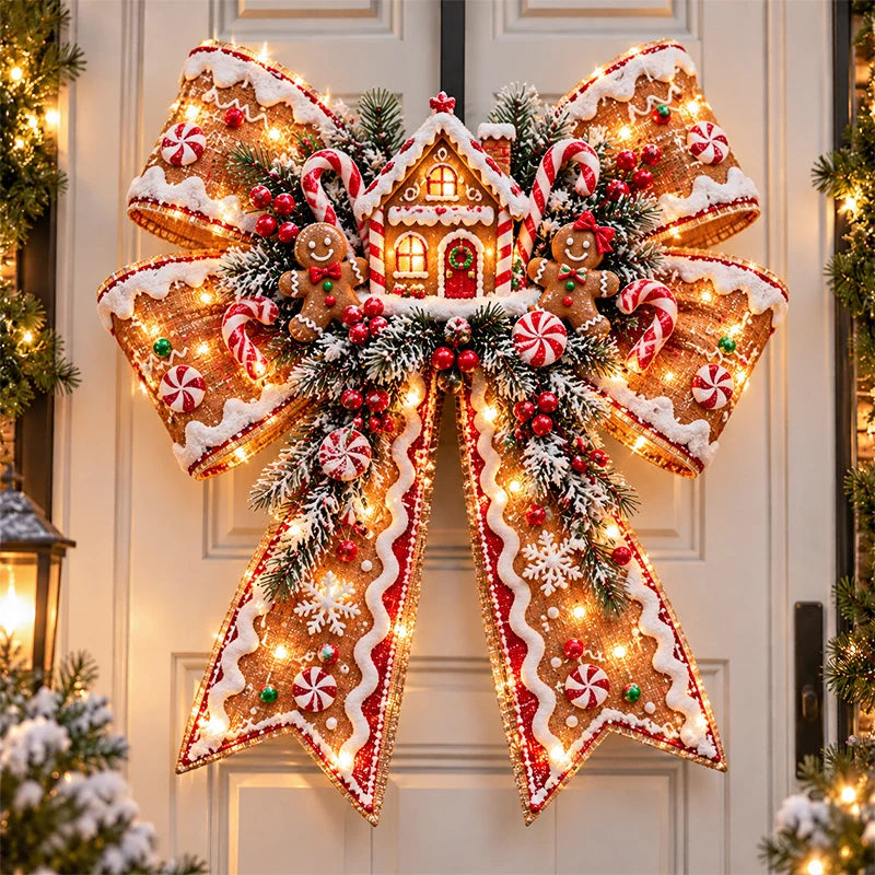 🔥Last Day 50% OFF -🎀🎄 Christmas Magic Door Bows – Oversized Light-Up Christmas Decor