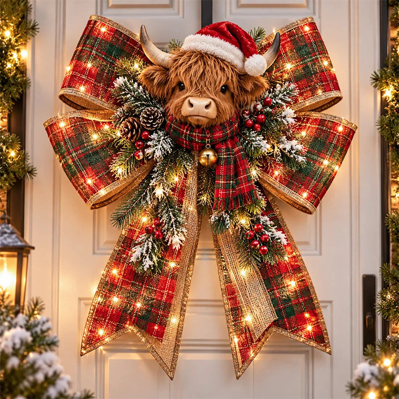 🏷️🎀 Christmas Magic Bow Door Hangers🎄 – Oversized Light-Up Holiday Bows in 6 Festive Styles