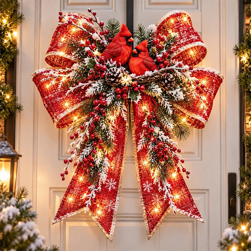 🏷️🎀 Christmas Magic Bow Door Hangers🎄 – Oversized Light-Up Holiday Bows in 6 Festive Styles