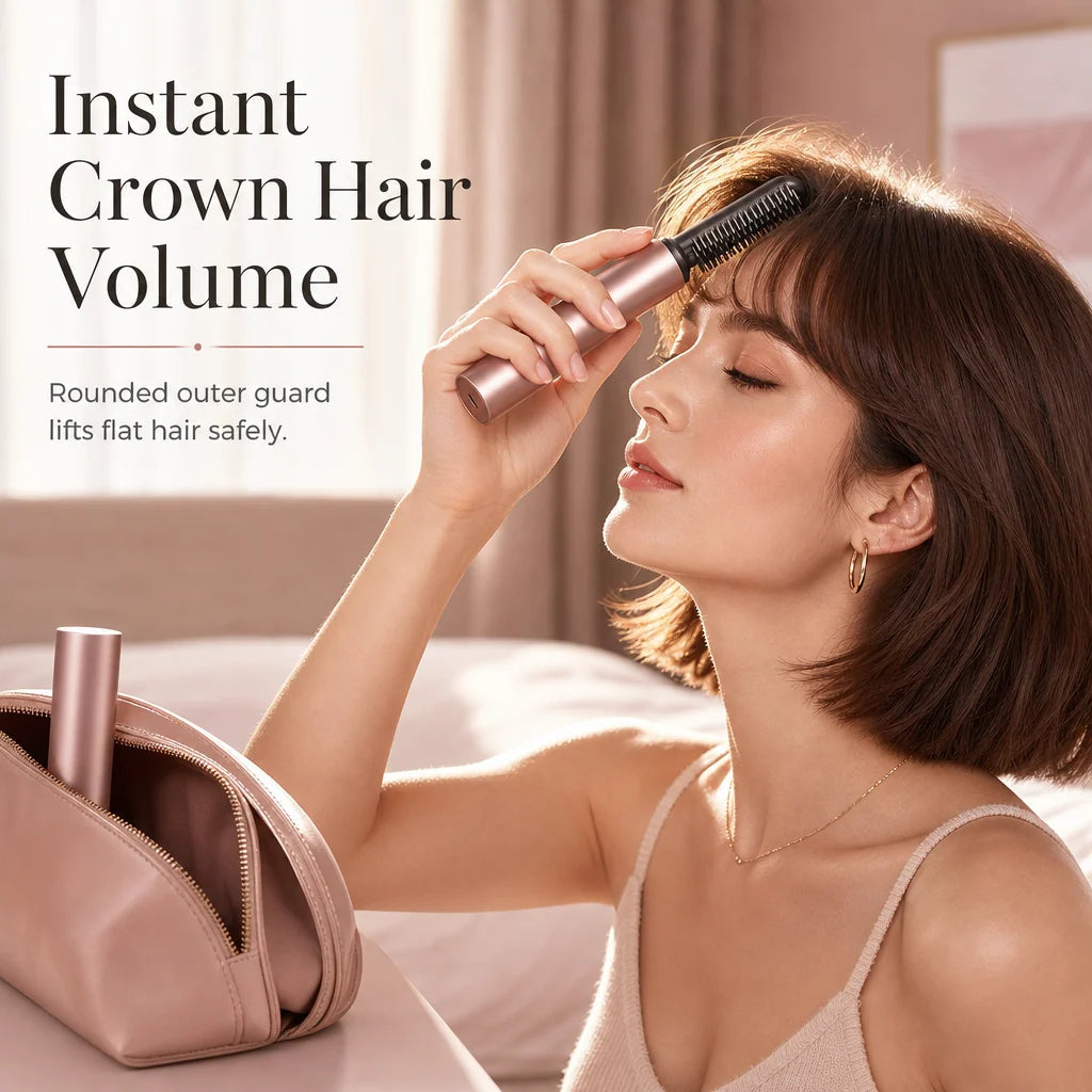 Cordless Mini Heated Hair Straightener Brush Portable Rechargeable Hair Styling Comb for Bangs and Volumizing
