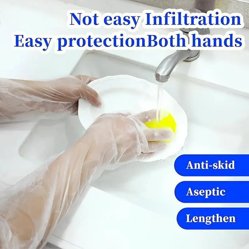 🧤 23.6' Disposable Long-Arm Gloves – Protective Elastic Cuff Design