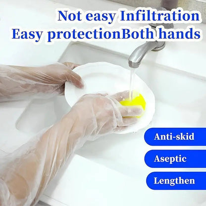 🧤 23.6' Disposable Long-Arm Gloves – Protective Elastic Cuff Design