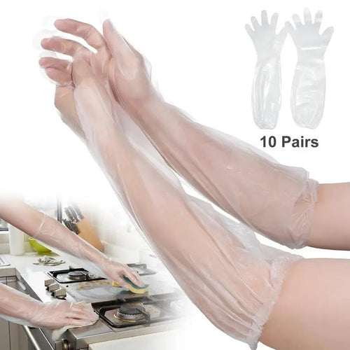 🧤 23.6' Disposable Long-Arm Gloves – Protective Elastic Cuff Design