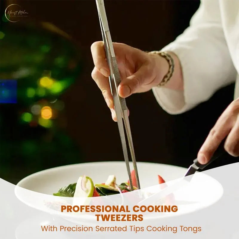 🍳 2-Pack Non-Slip Kitchen Tweezers – Easy Food Handling & Plating