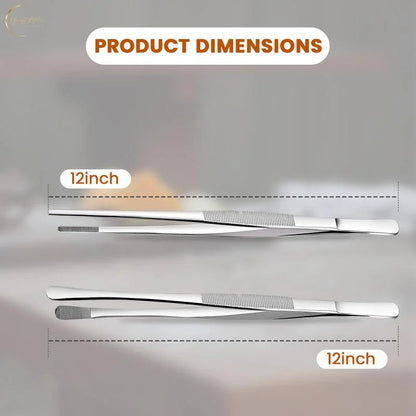 🍳 2-Pack Non-Slip Kitchen Tweezers – Easy Food Handling & Plating