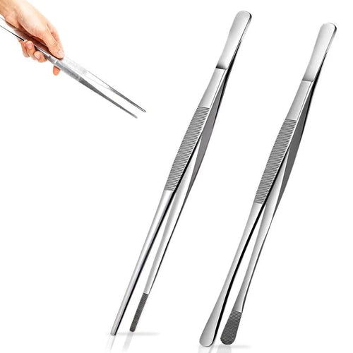 🍳 2-Pack Non-Slip Kitchen Tweezers – Easy Food Handling & Plating
