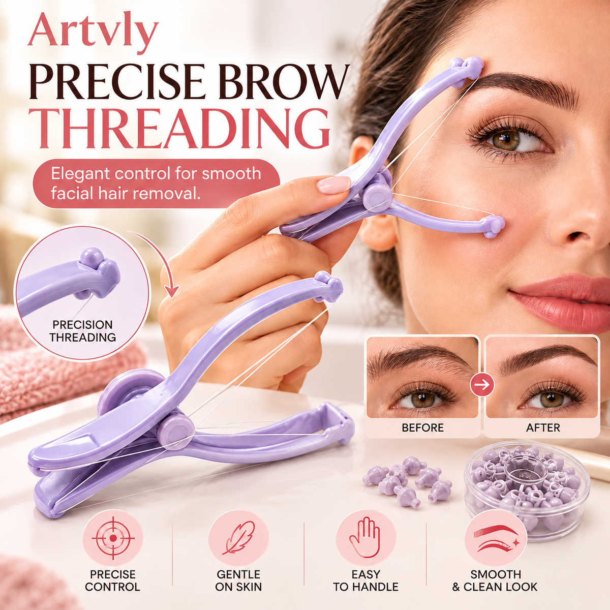 Eyebrow Threading Tool 💜 – Precise Facial Hair Removal at Home