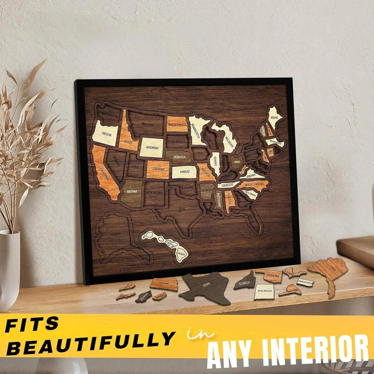 🔥Wooden USA Travel Map Puzzle🧩