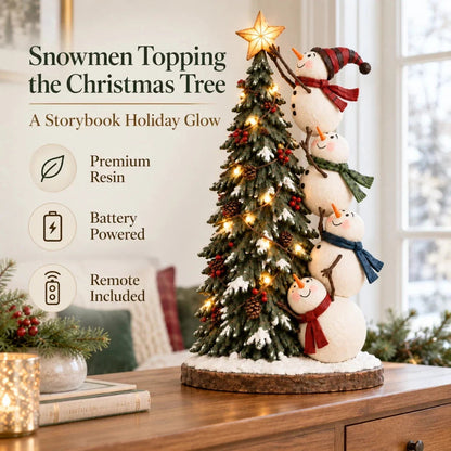 ⛄Snowmen Topping the Christmas Tree – Lighted Christmas Figurine