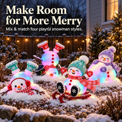 ☃️✨ Light-Up Christmas Snowmen – 4 Playful Frosty Styles with Colorful Holiday Glow