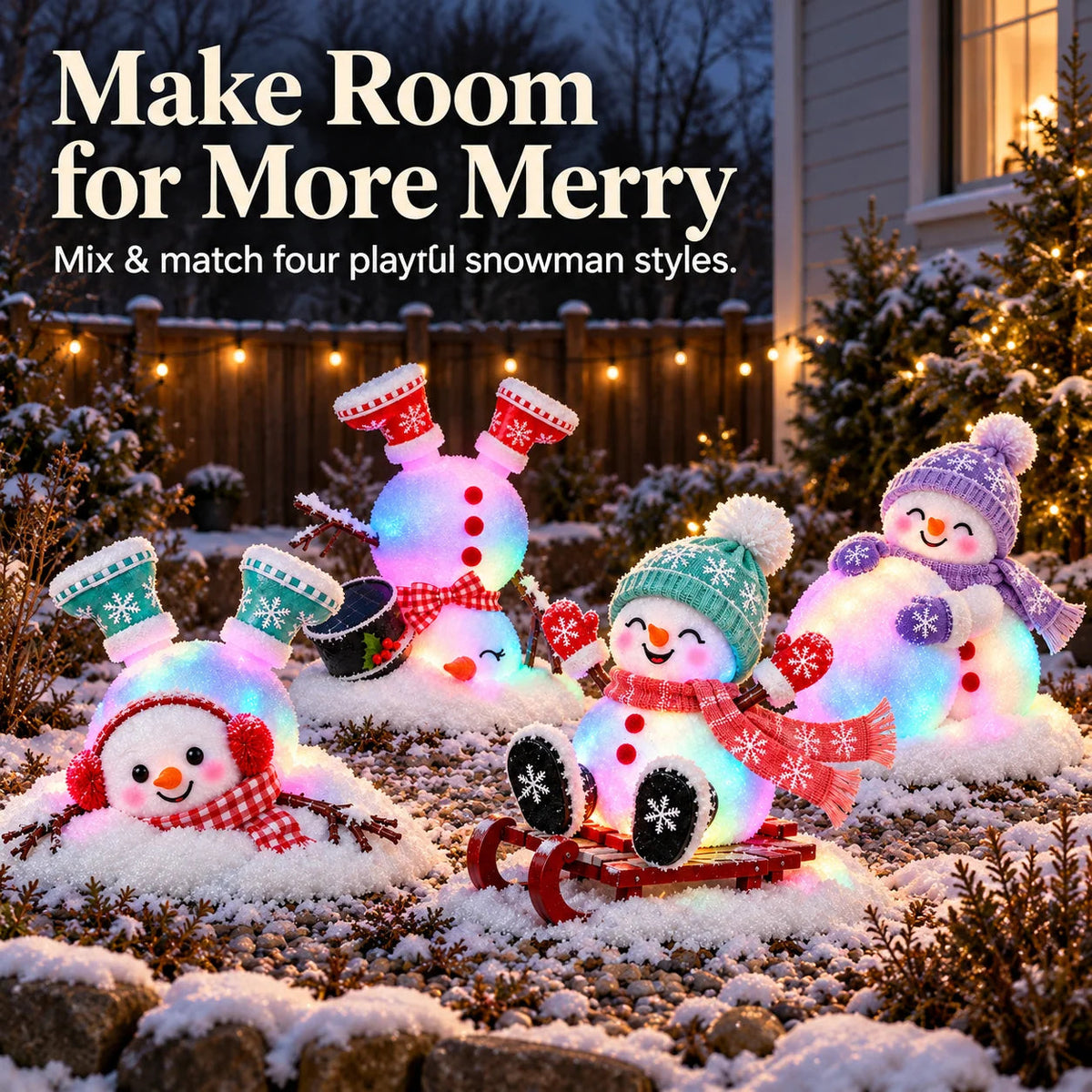 ☃️ Adorable Light-Up Snowmen | 4 Cute Christmas Garden Style🌞