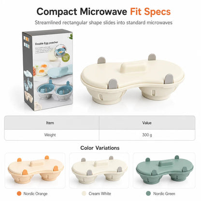 🍳 Microwave Double Egg Poacher - Fast Mess-Free Breakfast Maker 🥚