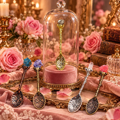 Vintage Crystal-Topped Floral Spoon ✨ | Romantic Coffee & Tea Accessory