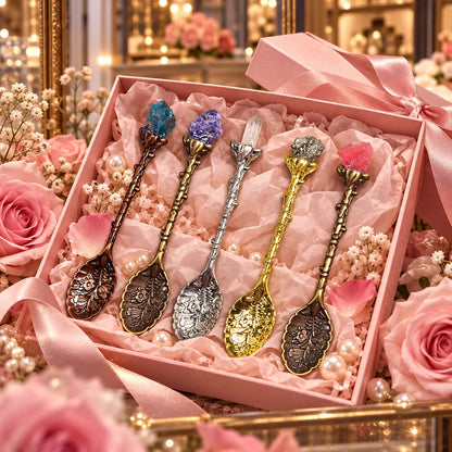 Vintage Crystal-Topped Floral Spoon ✨ | Romantic Coffee & Tea Accessory