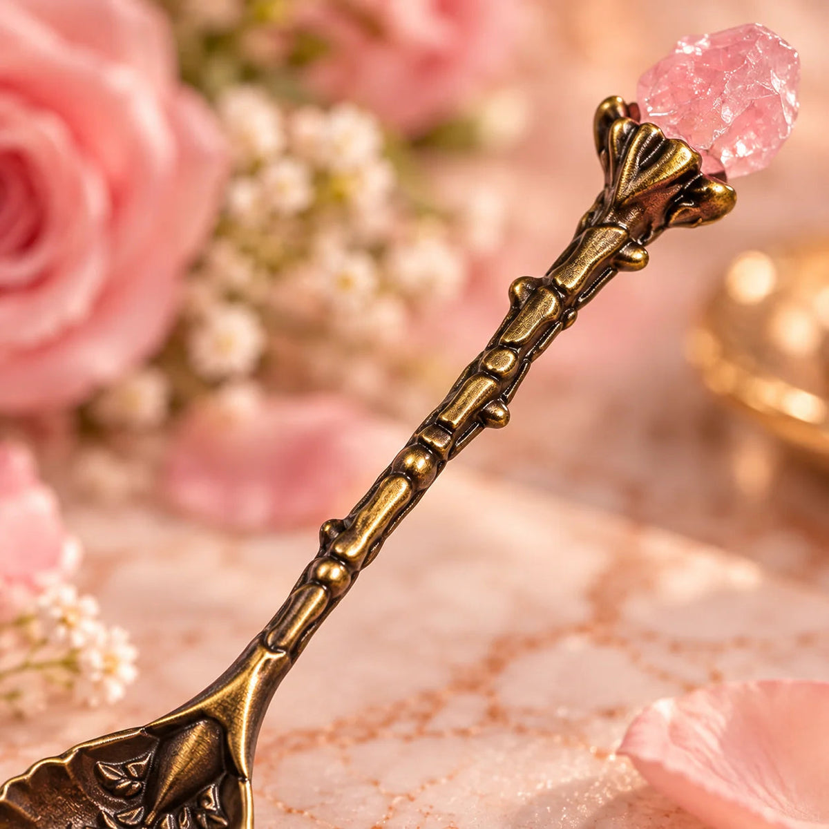 Vintage Crystal-Topped Floral Spoon ✨ | Romantic Coffee & Tea Accessory