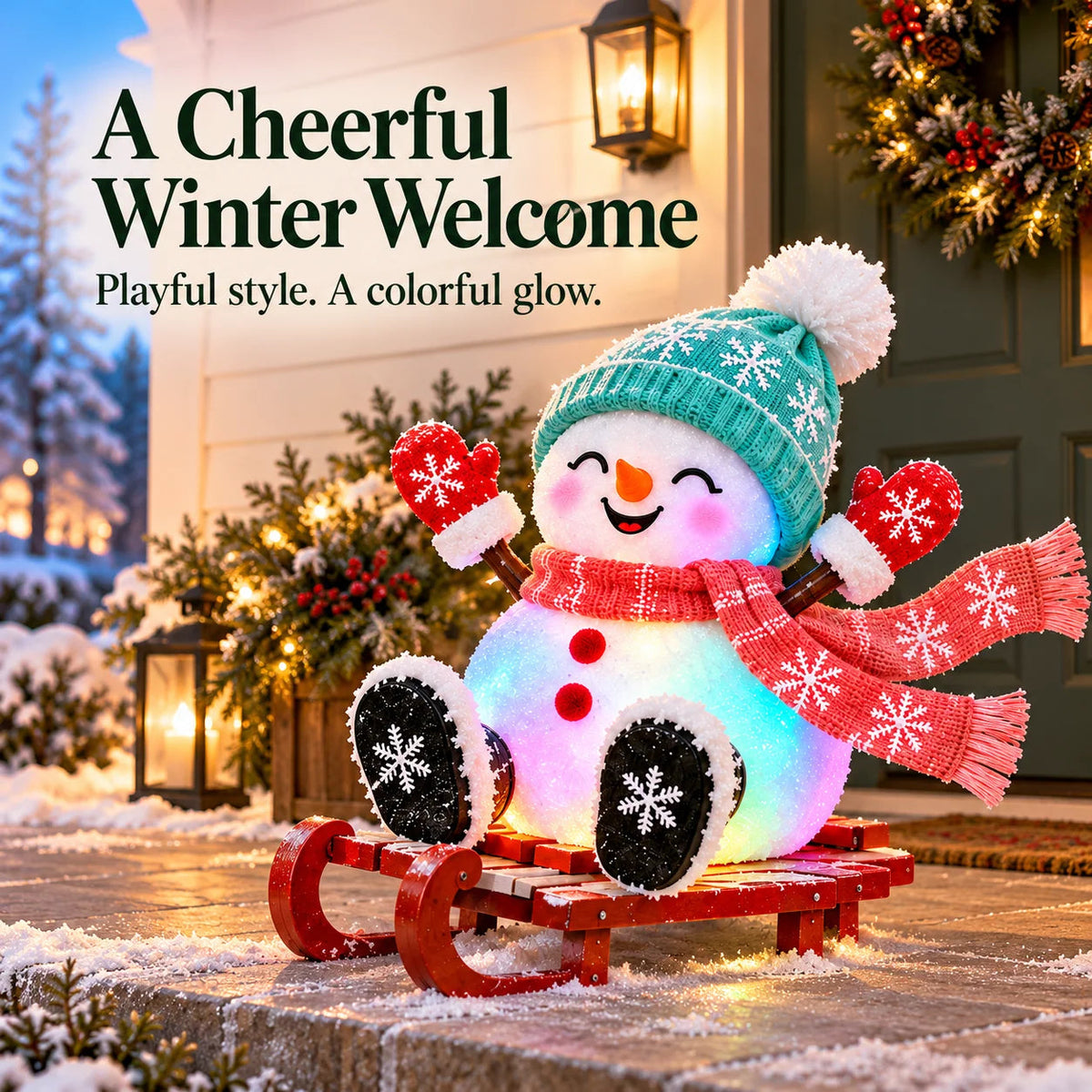 ☃️✨ Light-Up Christmas Snowmen – 4 Playful Frosty Styles with Colorful Holiday Glow