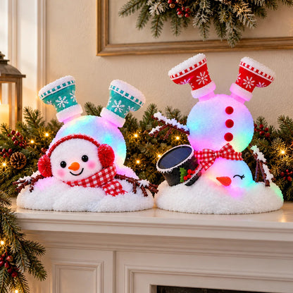 ☃️ Light-Up Christmas Snowmen – 4 Playful Holiday Characters, Individual Styles or Full Set