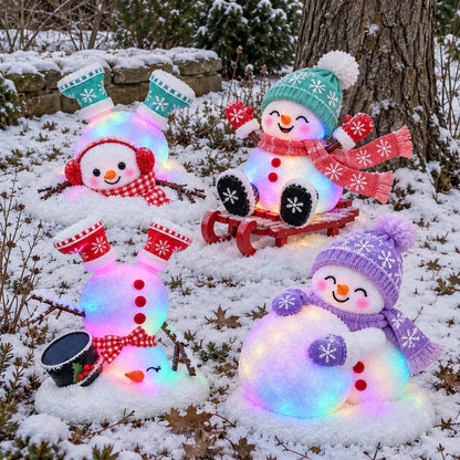 ☃️✨ Light-Up Christmas Snowmen – 4 Playful Frosty Styles with Colorful Holiday Glow
