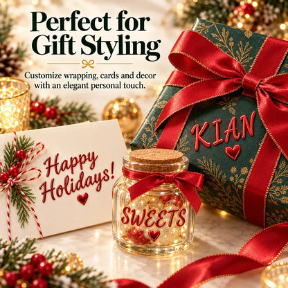 🎁✨ 3D Metallic Alphabet Stickers – Raised Letter, Number & Symbol Decals for Personalized Gifts, Cards & DIY Crafts 💖🎄 | 5 Colors