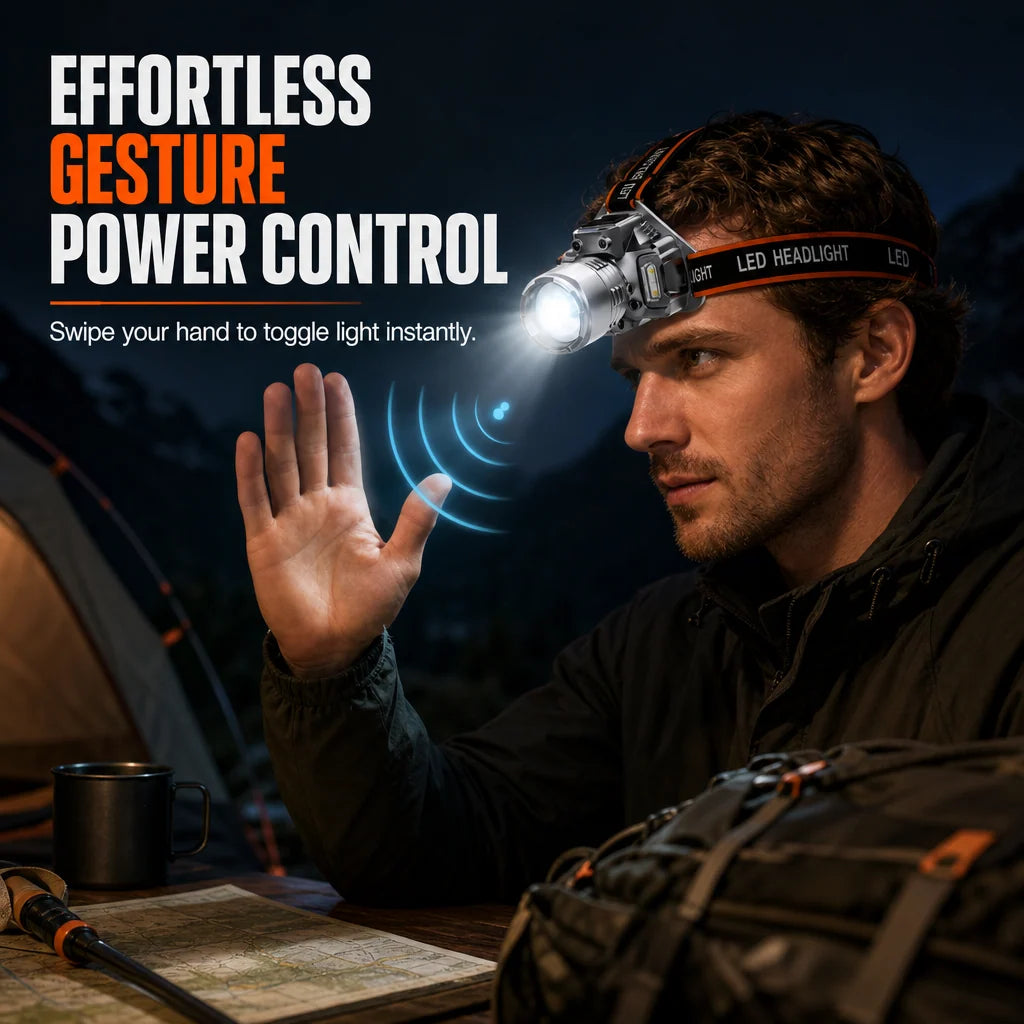 Rechargeable Super Bright  LED Headlamp with Motion Sensor