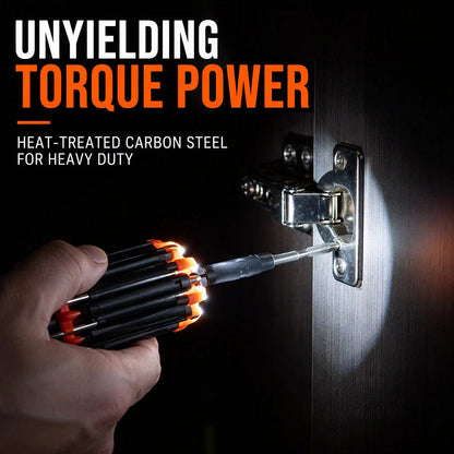 ⏰🔧8-in-1 Folding Screwdriver – Built-In LED Work Light & Flashlight