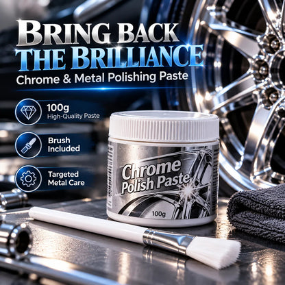 ✨ Chrome Polish Paste – 100g Metal & Chrome Polishing Paste with Application Brush for a Brilliant Mirror-Like Finish