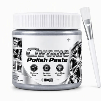 ✨ Chrome Polish Paste – 100g Metal & Chrome Polishing Paste with Application Brush for a Brilliant Mirror-Like Finish