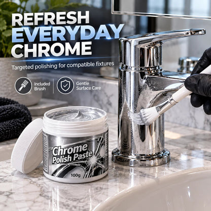 ✨ Chrome Polish Paste – 100g Metal & Chrome Polishing Paste with Application Brush for a Brilliant Mirror-Like Finish