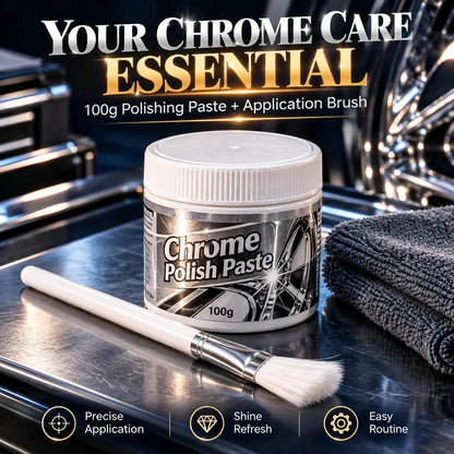 ✨ Chrome Polish Paste – 100g Metal & Chrome Polishing Paste with Application Brush for a Brilliant Mirror-Like Finish