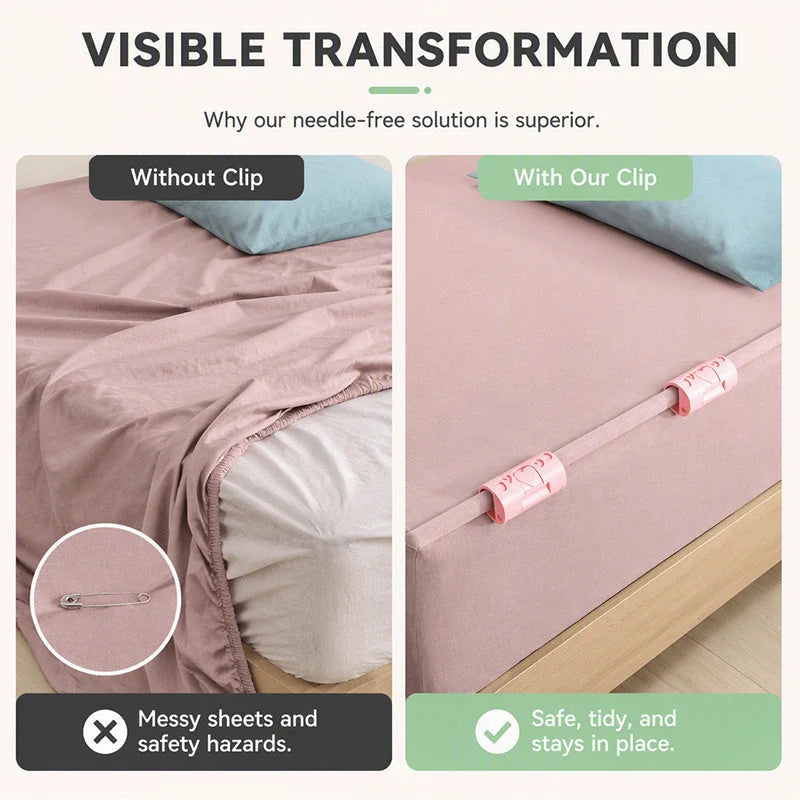 ✨ No-Needle Bed Sheet Clips – Secure, Wrinkle-Reducing Bedding Fasteners