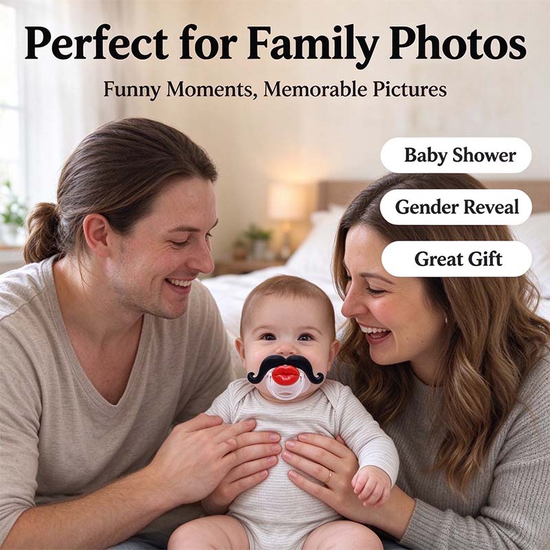Funny Baby Pacifier 👶 – Cute Lips & Mustache Photo Prop