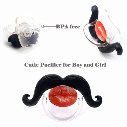 Funny Baby Pacifier 👶 – Cute Lips & Mustache Photo Prop