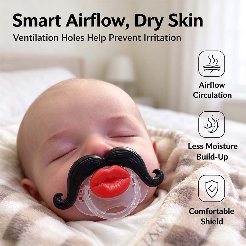 Funny Baby Pacifier 👶 – Cute Lips & Mustache Photo Prop
