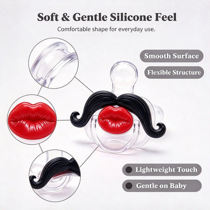 Funny Baby Pacifier 👶 – Cute Lips & Mustache Photo Prop