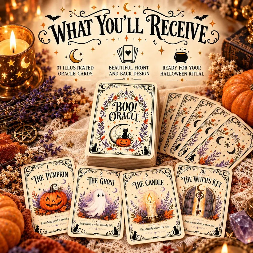 🎃 Sweet & Spooky Halloween Oracle Deck – 31 Daily Spooky Messages for October