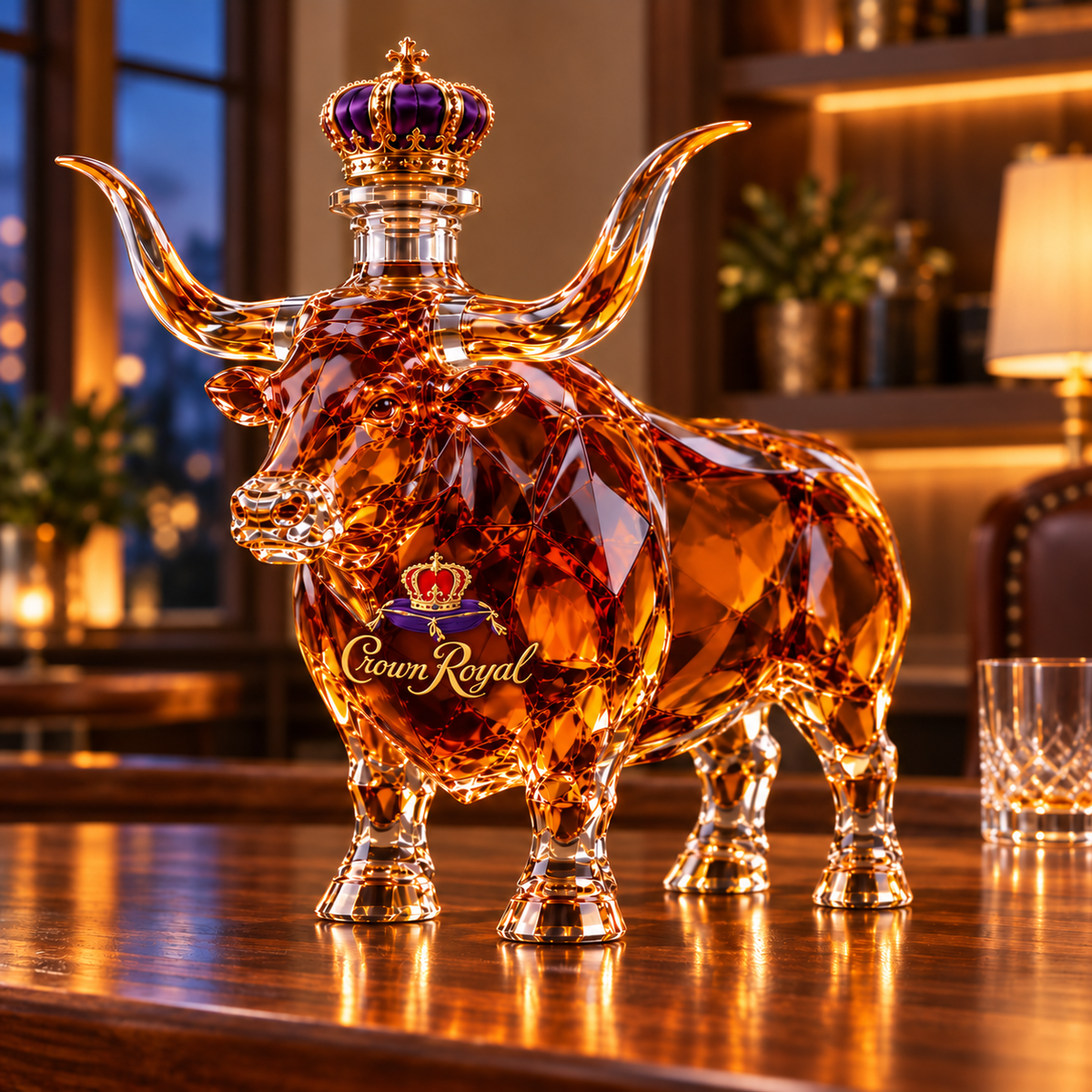 🐂 Texas Longhorn Collector’s Bottle 👑 Sculpted Display & Gift Box