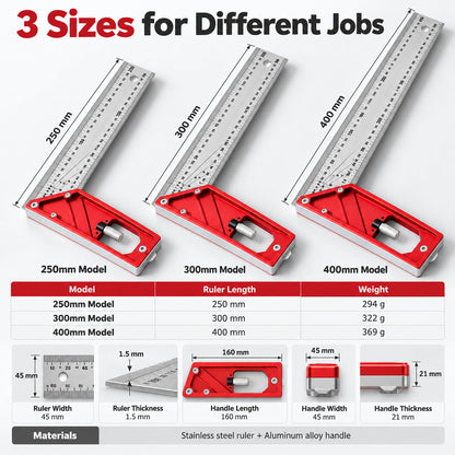 Stainless Steel Layout Square 📐 – Multi-Angle Marking & Measuring Tool