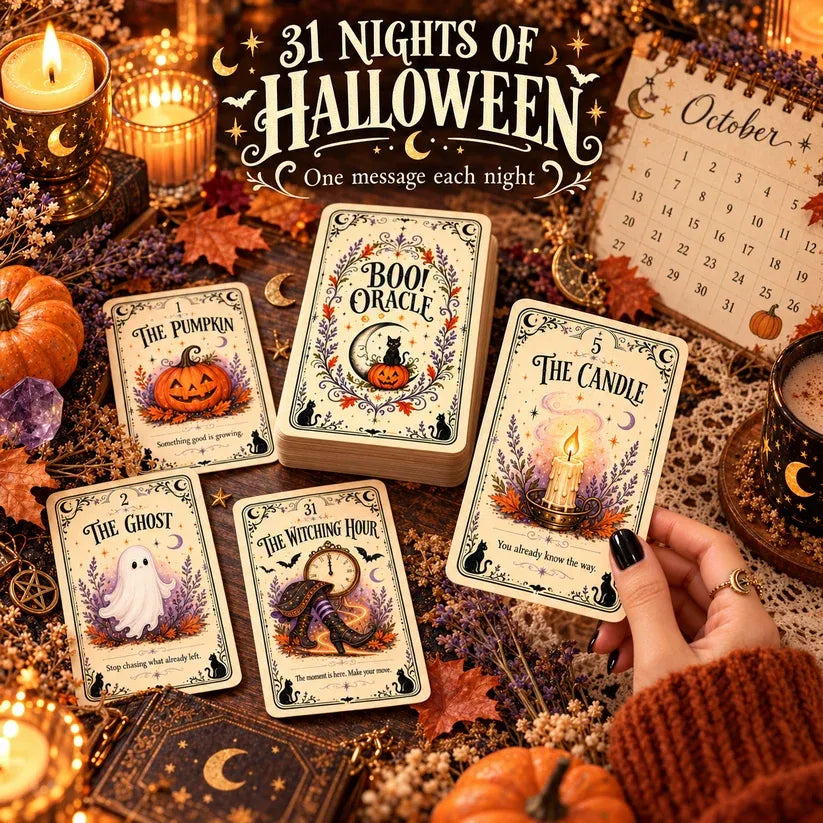🎃 Sweet & Spooky Halloween Oracle Deck – 31 Daily Spooky Messages for October