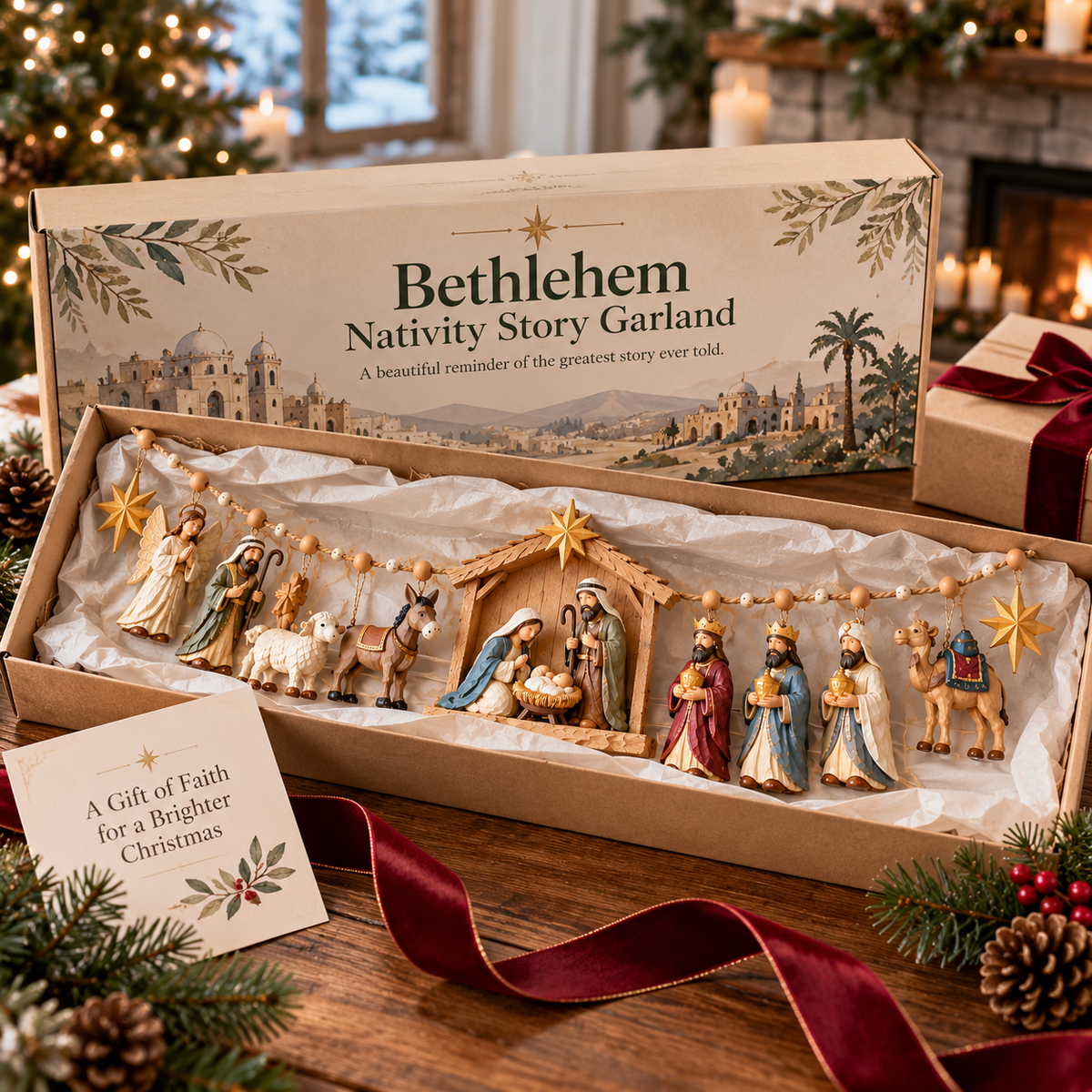 ✝️🎄 The Night Hope Was Born – Bethlehem Nativity Christmas Garland
