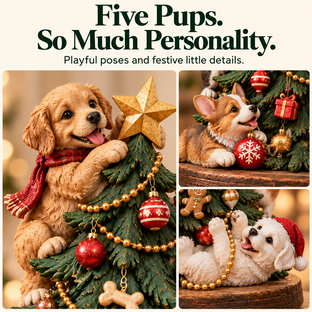 🎄🐕Christmas Puppy Party – Dog Christmas Tree Figurine