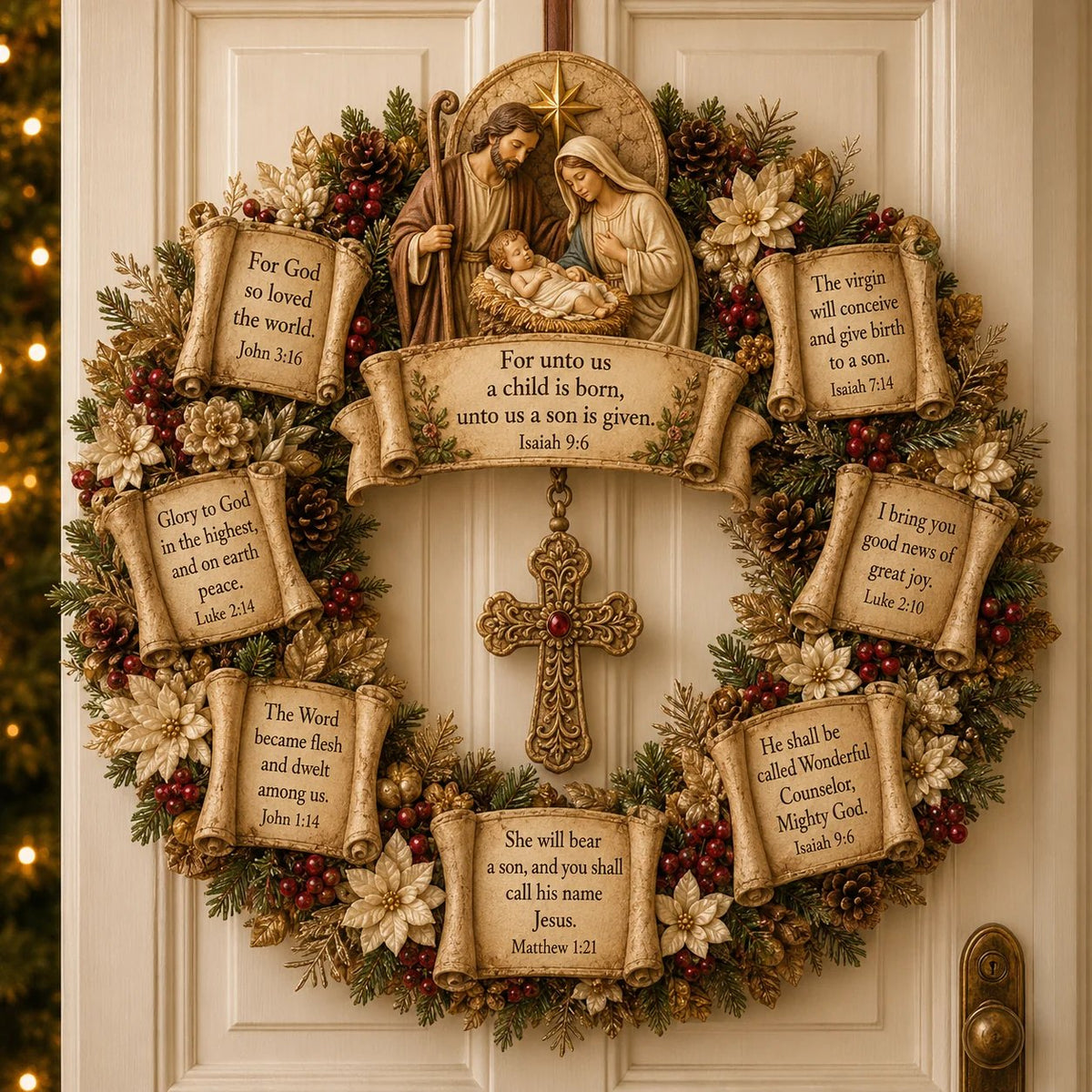 Christian Scripture Wreath Collection – Wood Faith-Inspired Décor（🔥Buy 2 Free Shipping）
