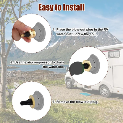🔥2-Pcs Brass RV Blow Out Plugs with Drain Valve