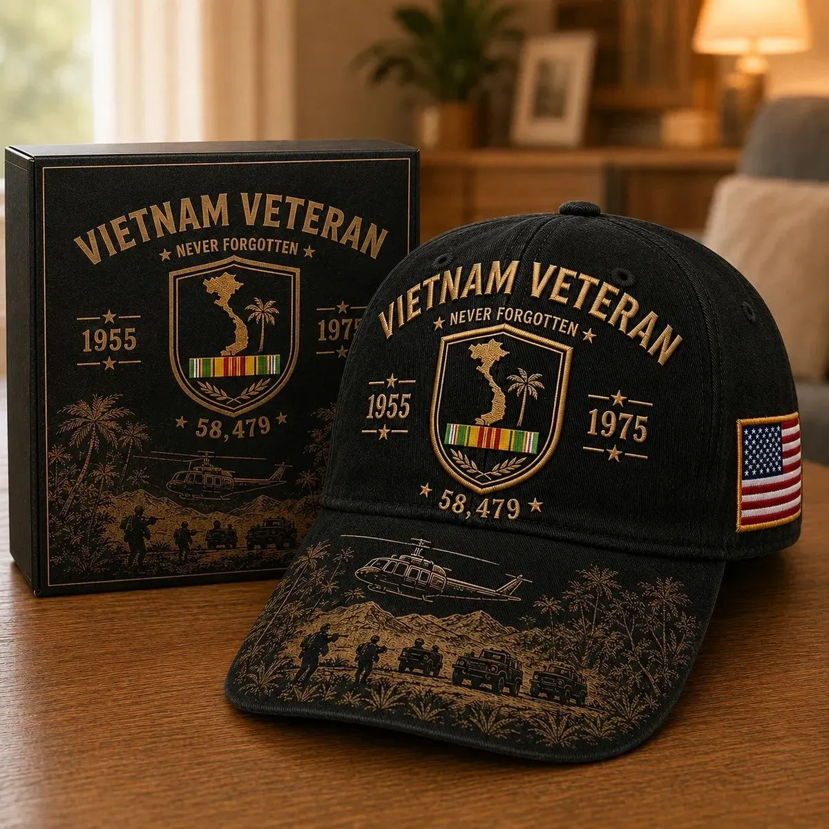 ⭐️Vietnam Veteran Never Forgotten 1955–1975 Commemorative Cap 🇺🇸
