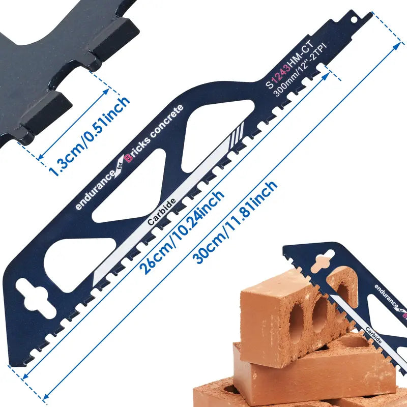 🧱🪚 12' Carbide Masonry Reciprocating Saw Blade – 2 TPI Heavy-Duty Brick & Block Cutting Blade 🔧