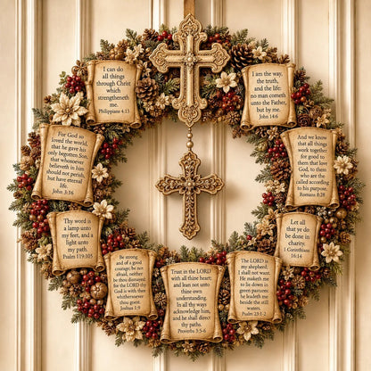 Christian Scripture Wreath Collection – Wood Faith-Inspired Décor（🔥Buy 2 Free Shipping）
