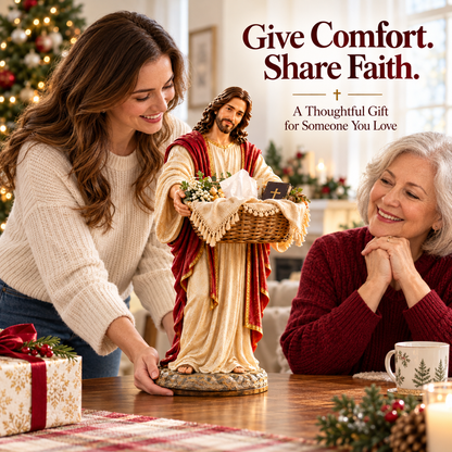 ✝️ Limited-Time Sale | Jesus Offers Comfort™ – Jesus Figurine with Decorative Storage Basket | Meaningful Christian Home Decor & Faith-Inspired Gift 🎁