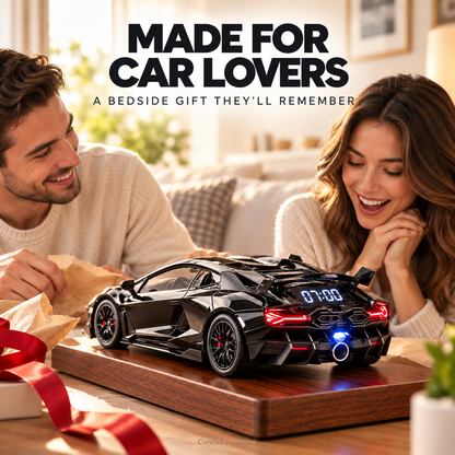 🔥LAST DAY 49% OFF -🏎️ Black Supercar Alarm Clock Concept | Rear Digital Display & Light-Up Taillights